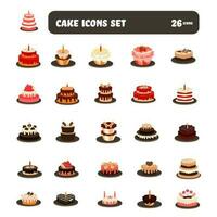 Set Of Delicious Cake Icon Or Symbol On White Background. vector