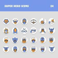 Orange And Blue Color Set Superhero Icon Or Symbol On Circle Background. vector