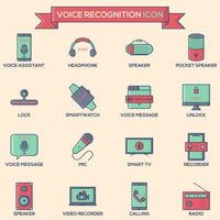 Illustration of Colorful Voice Recognition Icon Set. vector