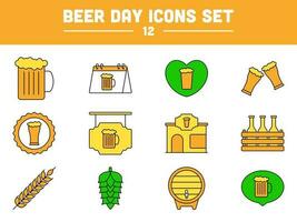 verde y amarillo cerveza día icono en plano estilo. vector