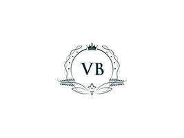 Initial Vb Logo Letter Design, Minimal Royal Crown Vb bv Feminine Logo Symbol vector