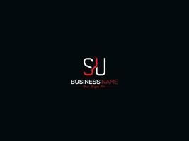 Initial Luxury Su Logo Letter, Creative Slime Su us Logo Icon Design For Shop vector