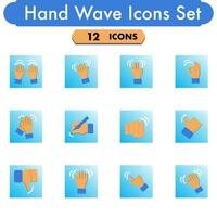 Blue And Orange Set Of Different Hand Movement Paper Cut Icon. vector