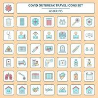 Set Of Covid Outbreak Travel Colorful Icon Or Symbol. vector