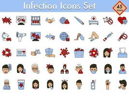 45 Colorful Set Of Infection Icons In Flat Style. vector