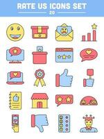 Flat Style Rate US Colorful Icon Set. vector