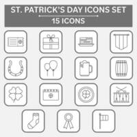 Black Stroke Illustration Of St Patrick's Day Icon Set. vector