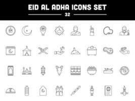 negro lineal estilo eid Alabama adha icono o símbolo. vector