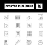 Black Line Art Set Of Desktop Publishing Sqaure Icon Set. vector