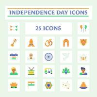 National Festival of Indian Independence Celebration Day Icon Set. vector