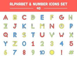 dibujos animados gracioso alfabeto con palabras etiqueta y numérico letra personaje colocar. vector