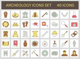 Colorful Set Of Archeology Icons In Flat Style. vector