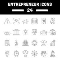 Black Line Art Entrepreneur Icon Set Or Symbol. vector