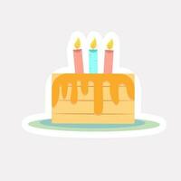 Colorful Burning Candle Cake Over Circular Background. vector