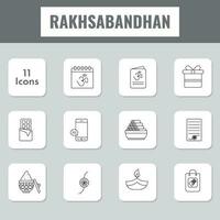 Isolated Raksha Bandhan -11 Icon Set In Line Art. vector