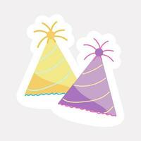 Two Color Option Wavy Pattern Party Hat Sticker. vector