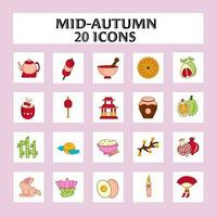 Isolated 20- Mid Autumn Festival Icon Set In Flat Style vector