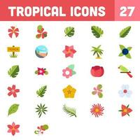 Colorful 27 Tropical Icons on White Background. vector