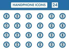 Blue And White Color Set Of Handphone Icon In Flat Style. vector