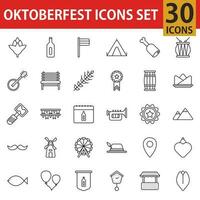 Oktoberfest Icon Set In Black Line Art. vector