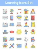 Colorful Learning Icon Set in Flat Style. vector