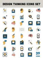 Flat Style Design Thinking Icon Set On White Background. vector