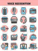 Different voice recognition device icon set in blue and gray color. vector