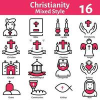 Vector Illustration Of Christianity Set In Pink And White Color.