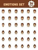 Male And Female Emotions Set Of Facial Expressions On White Background. vector