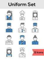 Flat Style Uniform Icon Set On White Background. vector