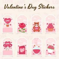 Valentine's Day Elements Set In Cloudy Pentagon Background For Sticker Or Tag Design. vector