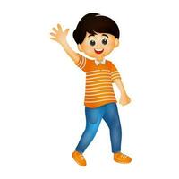 Cute little boy in walking pose. vector