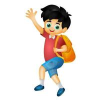 Cartoon character of boy with school bag. vector