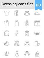 Set Of Dressing Icons Or Symbol In Stroke Style. vector