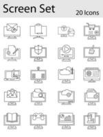 Set Of Screen Icons Or Symbol In Stroke Style. vector