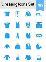 Set Of Dressing Icons Or Symbol In Blue And White Color. vector