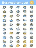 Blue And Yellow Color Set of Business Icon On Gray Background. vector