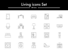 Linear Style Set Of Living Icon Or Symbol. vector
