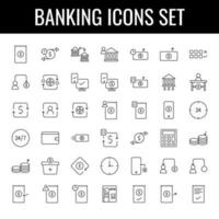Flat style Banking Icon Set in Black line art. vector