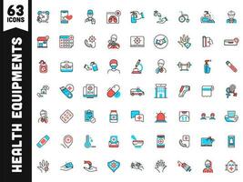 63 Colorful Icons of Medical Health in Flat Style. vector