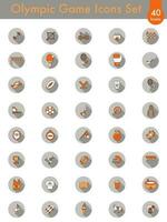 Orange And White Color Set of Olympic Game Icon In Flat Style. vector