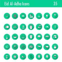 Set Of Eid-Al-Adha Icon Or Symbol In Green And White Color. vector