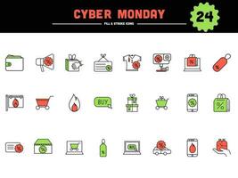 Flat Style 24 Cyber Monday Icons On White Background. vector