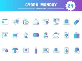 Gradient Cyber Monday Icon Set On White Background. vector