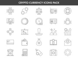 Stroke Style Crypto Currency Icons Set. vector