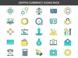 Illustration Of Crypto Currency Icons Set In Multicolor. vector