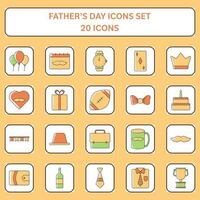 aislado vistoso conjunto icono de 30 padre día cuadrado iconos vector