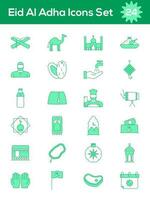 Green And White Color Set of Eid Al Adha Icon In Flat Style. vector