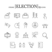 Stroke Style Election 19 Icon Or Symbol Set. vector