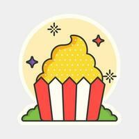 Illustration Of Decorative Muffins Sticker Or Icon On White Background. vector